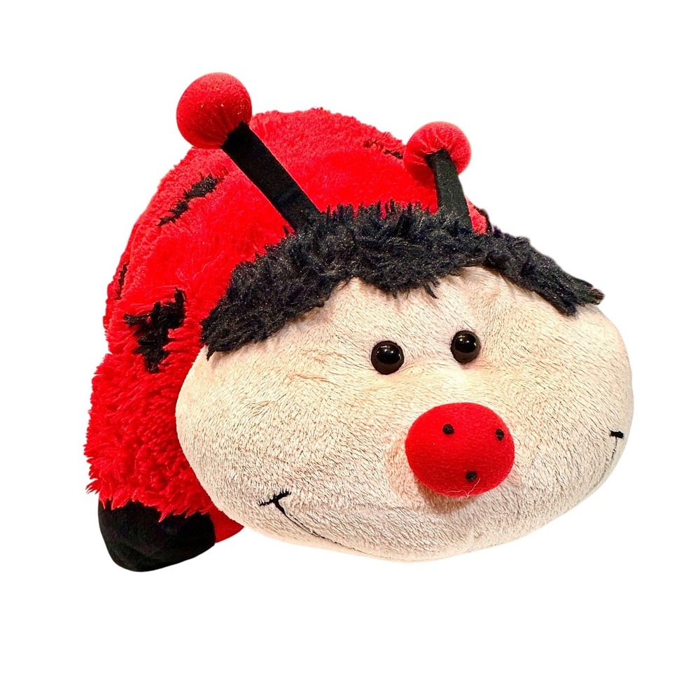 Pillow Pets Ladybug Plush Toy Large Red Black Spotted Folding Stuffed Plush18in